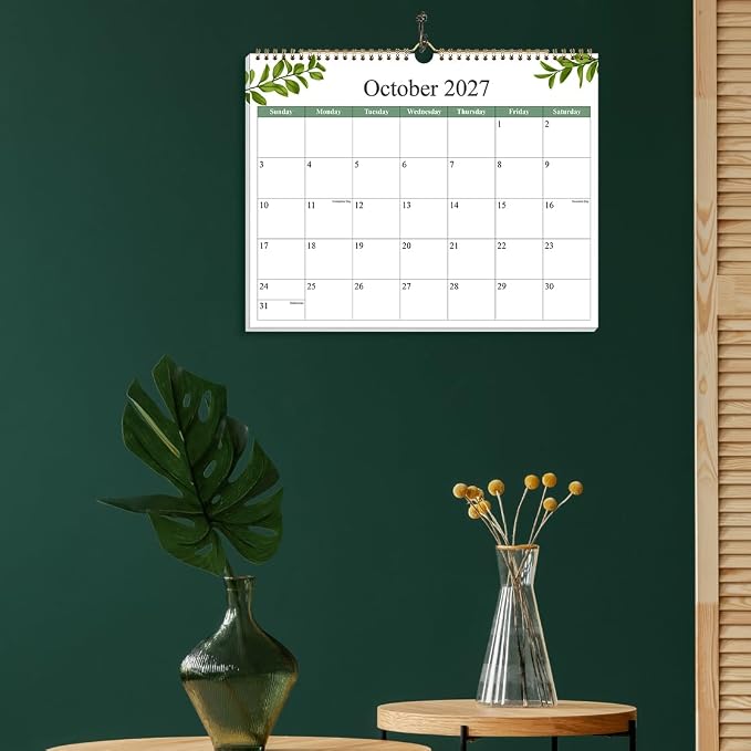 Calendar 2026-2027 - Wall Calendar 2026-2027 from July 2026 to December 2027, 2026-27 Wall Hanging Calendar Planner with Thick Paper, 12" x 14.5", Leaf