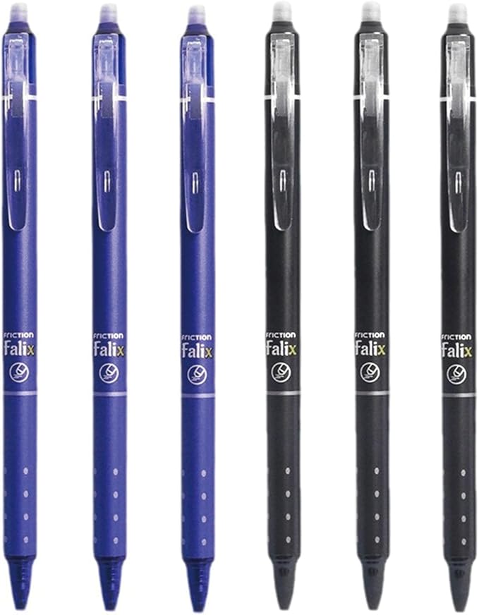 Erasable Gel Ink Pens Erasable Retractable Pens 0.5mm Black Blue Ink Smooth Writing Pen Office Supplies School Office Pen for Women Men Girls Boys (Mix Black+Blue-6Pcs)