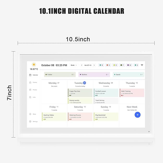 Mezed 10.1" Digital Calendar, Meal Planner, Duty Chart, to Do List,HD Smart Touch Screen Home Interactive Smart Electron Calender , Gifts for Women Men, Gifts for Mom Dad- Built-in Digital Photo Frame Function (white, 10.1)