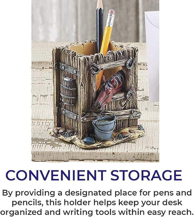 SAGEFINDS Horse-Themed Pen Holder | Desktop Stationery Organizer | Desk Storage Accessories | Home Office Pencil Cup Container | Gift for Horse Lovers