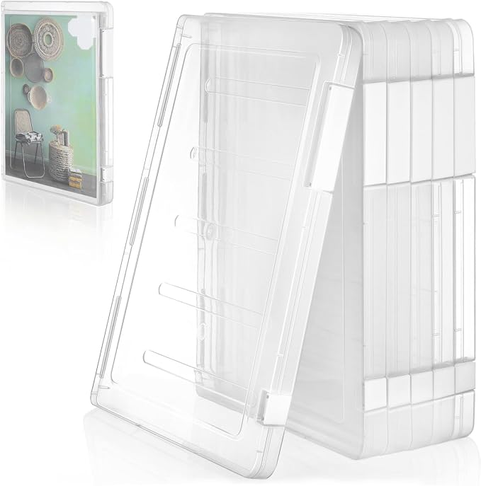 Veemoon 6 Pcs Document Holder A4 Clear File Storage Box, Transparent Plastic Organizer Lid, Office School Home Paperwork Desk Management