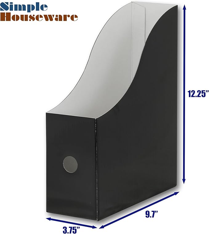 Simple Houseware 12-Pack Magazine File Holder Box, Foldable Cardboard Organizer, Black
