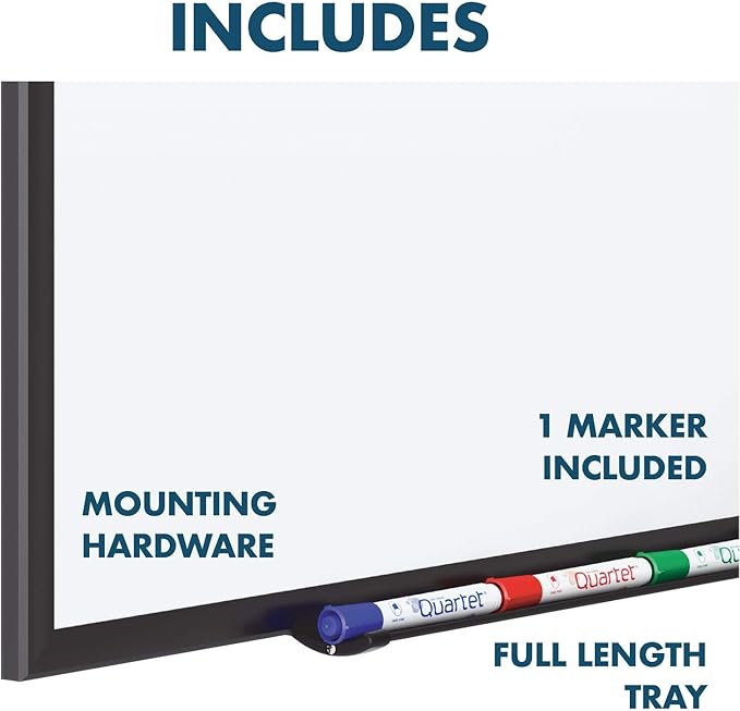 Quartet Magnetic Porcelain Whiteboard, 8' x 4' White Board, Premium, Duramax, Black Aluminum Frame (2548B)