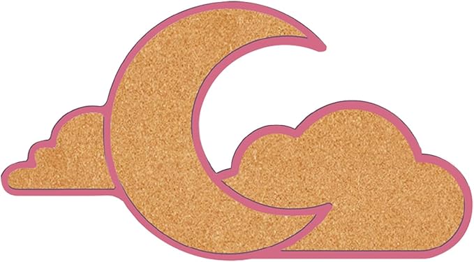 CRASPIRE Cloud Moon Pin Cork Board 11.8x6.49In Framed Bulletin Display Badge Wooden Saddle Brown Wall Mounted Memory Memo Brooch Lapel Pin Holder Storage for Home Office School Classroom Wedding Decor