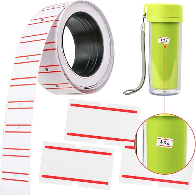MotBach 15000Pcs 30Rolls Price Stickers Price Tags Labels for Mx-5500 Labeller, White Price Gun Labels Stickers Tags White Pricemarker Machine Sticker Label tag