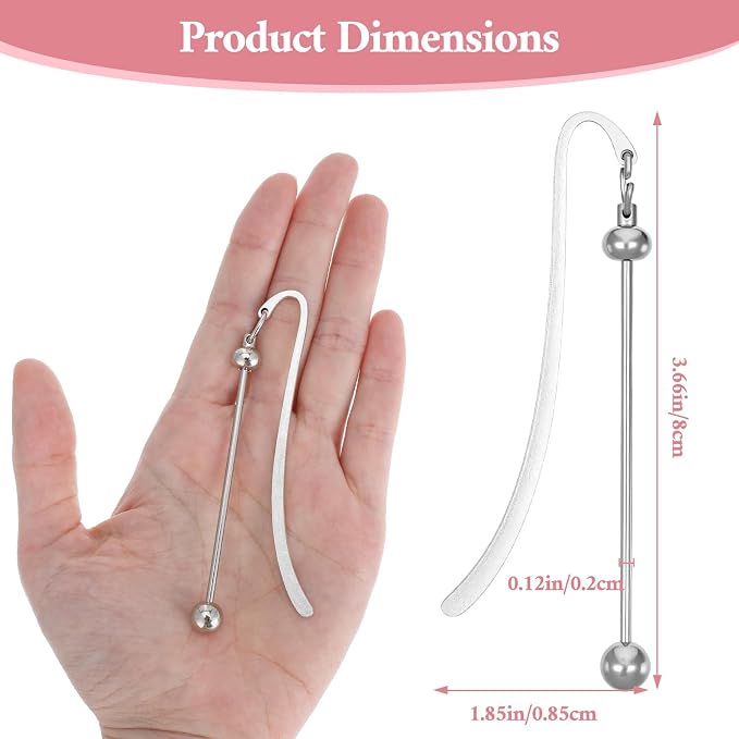 40pcs Beadable Bookmarks DIY Metal Blank Bar Bookmark for Beads Beaded Bookmark DIY Bookmarks Modern Bead Craft Jewelry Pendant Charm Gift for Book Lovers Student Teacher Office Supplies DIYMaking