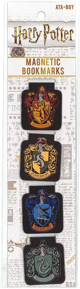 Ata-Boy Harry Potter Bookmark, Houses of Hogwarts Crests Magnetic Bookmarks (4 Set) Harry Potter Gifts & Merchandise