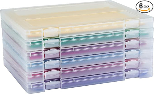 6 Pack A4 Paper Storage Box, 8.5 x 11 Project Case for US letter, Thick Scrapbook Storage Box Craft Storage Box Art Supplies Storage and Organization, Board Game Storage and Organizers