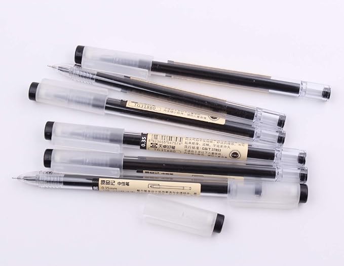 0.35mm Gel Ink pen Black Ink Extra-fine Gel Ink Pens Ballpoint pen Office School Stationery Supply Pack of 12 Pcs