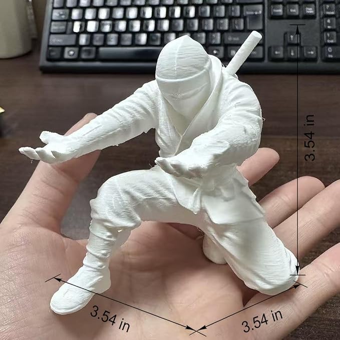 Ninja Pen Holder for Desk, Black Ninja Decor Pen Stand Pencil Holder Desk Accessories for Office Home Classroom (White Ninja)