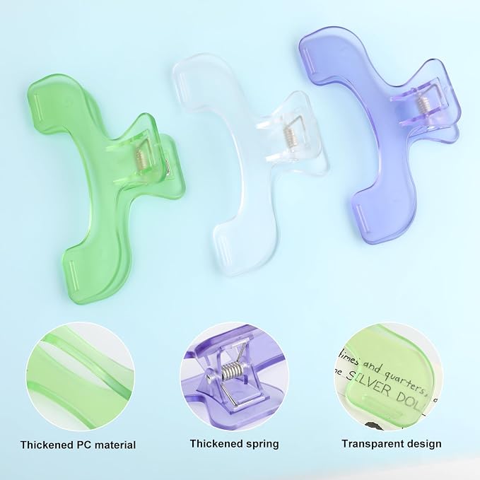 3 Pcs Book Clips,3 Colors Strong Page Holders for Reading,Portable Book Openers,Practical Book Page Markers for Teachers,Students,Office,and Home(Color B)