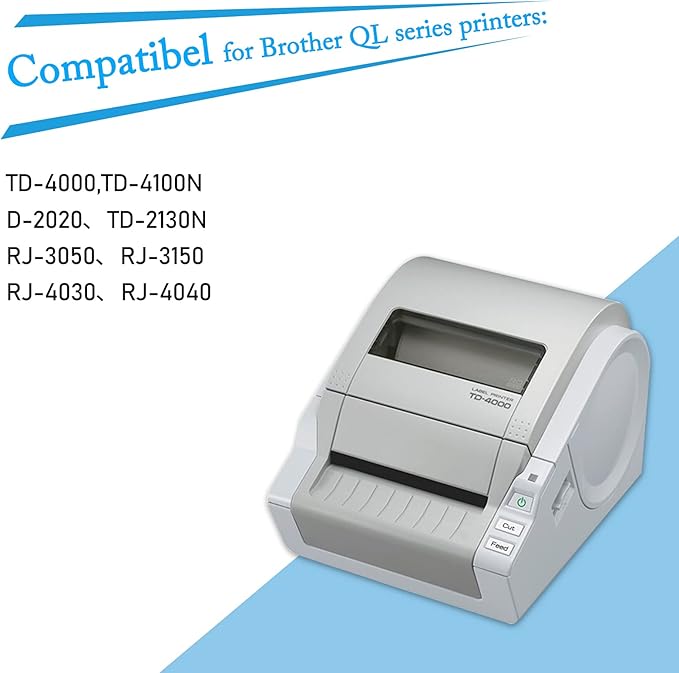 GREENCYCLE 8 Roll Replacement for Brother RD-S01U2 RDS01U2 Continuous Length Shipping White Paper Labels Multipurpose Label 4" x 140 1/2' (102mm x 42.8m) 1" Core for Brother TD-4000 4100N Printers