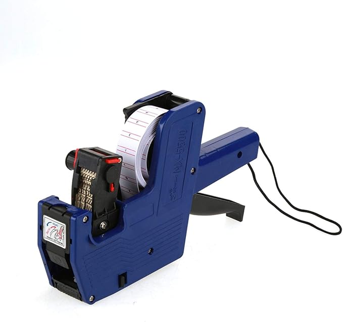 Labeler Printer, Three Colors MX-5500 Label Maker Tape 8 Digits Price Tag Gun Retail Tool Include Labels & Ink Refill(blue)