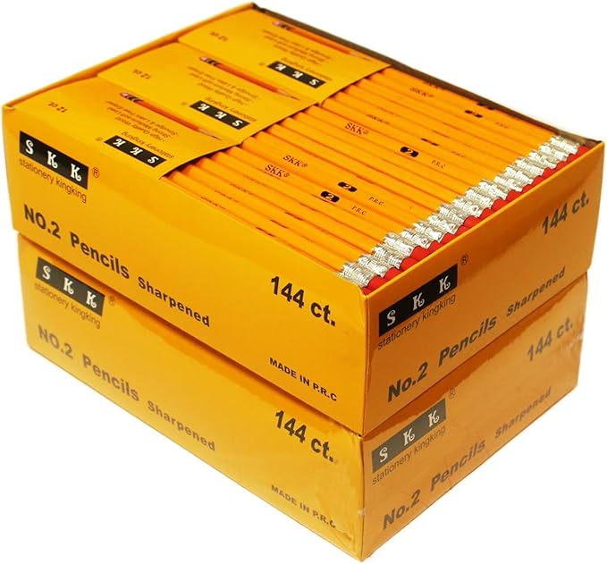 SKKSTATIONERY Pre-sharpened pencils, Pencils Sharpened with eraser top, #2 HB pencil, Back to school, 144/box (Box of 2)