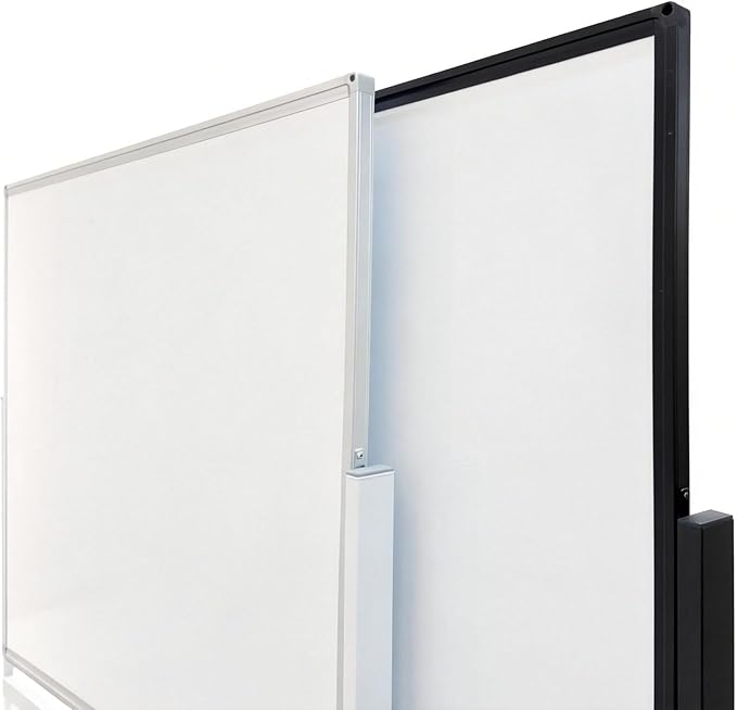 A AIRLLEN Rolling Whiteboard - 48x32 Double Sided Magnetic Dry Erase Board with One-Click Flip Button, Mobile Standing White Board for Teaching, Brainstorming & Office Presentations