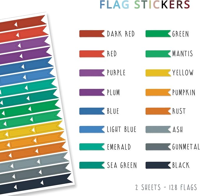 The Simple Elephant Stickers - Productivity Planner Stickers - Perfect Fit with Planners, Journals, Agendas - Variety Pack with Calendar Tabs, Events, Flags - 6 Sheets - 392 Stickers