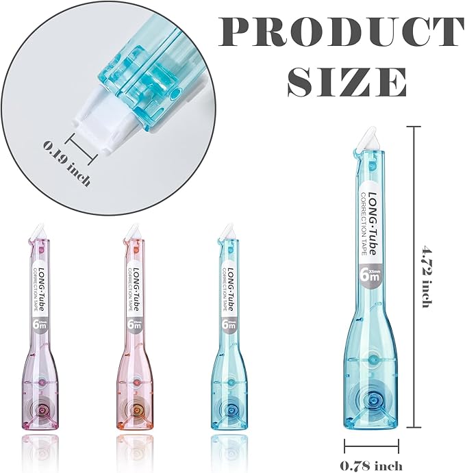 BAYTORY 5Pcs Correction Tapes, Aesthetic White Pull Out Tape Pens, Smooth and Quick Dry Tape, Easy to Use Pen-Style Applicator for Study Supplies and Office Products (Colorful)