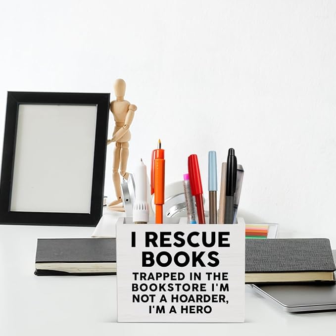 Book Gifts for Book Lovers Reader Writer Librarian book Wooden Pencil Holder desk decor for Library Office Christmas Birthday Holder2821