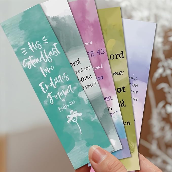 30Pcs Motivational Bible Verses Bookmarks |Inspirational Christian Watercolour Page-Markers for Kids Students Teens Adults and Reading Lovers as School Church Christmas Easter Gift