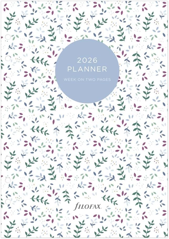 Filofax Calendar Diary Refill, A5 Size, Week-to-View, Garden Minimal Diary Pack, Multilingual: Five Languages, 2026 (C68592-26)