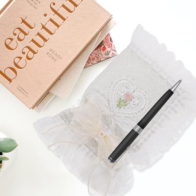 Tofficu Lace Book Cover Washable Fabric Book Sleeve Protective Cover for Notebook Bible Journal Handmade Delicate Protector Decorative Accessory