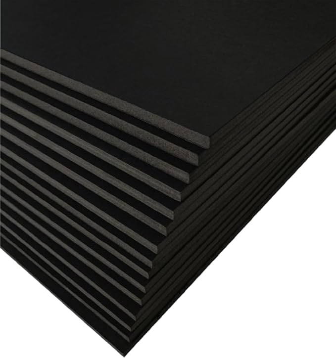 Black Foam Board 12 x 18 – 15 Pack, 3/16" (5mm) Thick Foam Core Poster Board Sheets for Art, Crafts, Vision Board, School Projects, Presentations & Signs