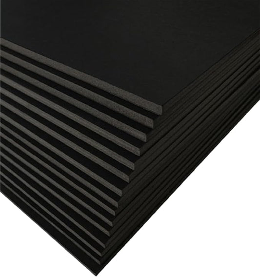 Black Foam Board 12 x 18 – 15 Pack, 3/16" (5mm) Thick Foam Core Poster Board Sheets for Art, Crafts, Vision Board, School Projects, Presentations & Signs