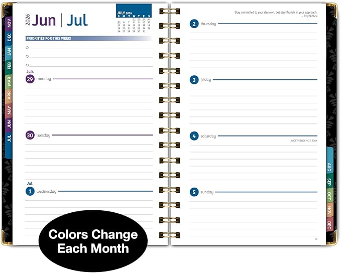 HARDCOVER 2026 Planner, 5.5"x8": 14 Months (November 2025 - December 2026), Daily Weekly Monthly Planner, Yearly Agenda, Bookmark, Pocket Folder and Sticky Note Set (Sugar Skull)