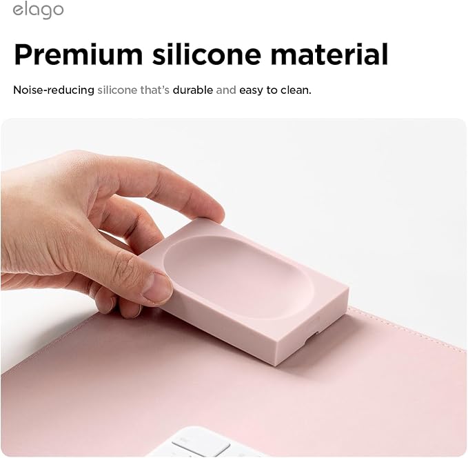 elago Smart Magnetic Desk Mat Pencil Tray – Soft Silicone Organizer for Office Supplies, AirPods, Glasses, Pens – Noise-Free, Non-Slip, Washable, Item for Desk Management [Small] (Lovely Pink)