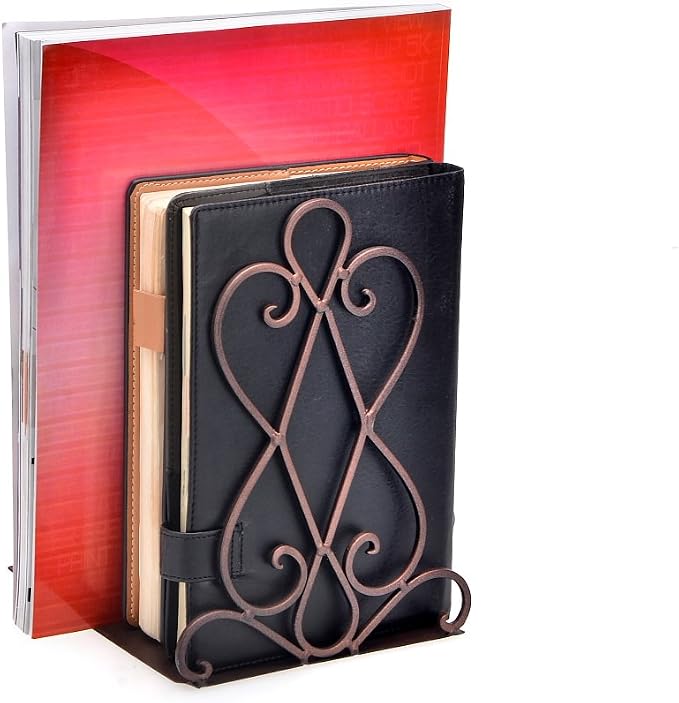 Artkingdome Vintage Metal Bookends for Heavy Books, Non-Slip Book Stoppers for Shelves, Farmhouse Decorative Holders for Office Desk, Sturdy Book Ends for Classroom Library Home, Set of 2 with Pads
