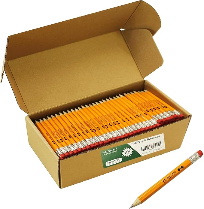 400Pcs Golf Pencils with Eraser Tops, Hexagon Wooden pencils, Pre Sharpened 2# HB Half Golf School Office 4" Mini 400 count/Box