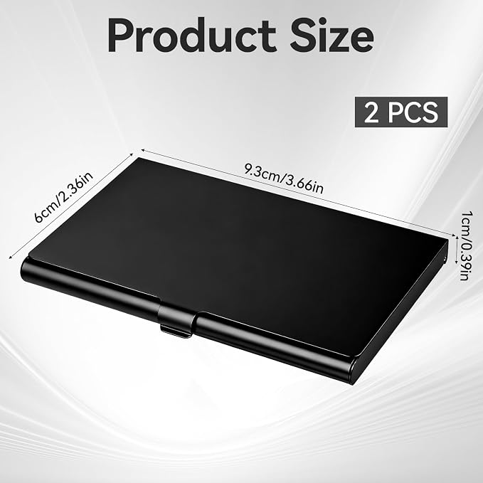 SynHHergyx 2 Pack Metal Slim Business Card Holder Aluminum Alloy Business Card Case Flip Cover Pocket Name Credit Cards Holder for Men and Women