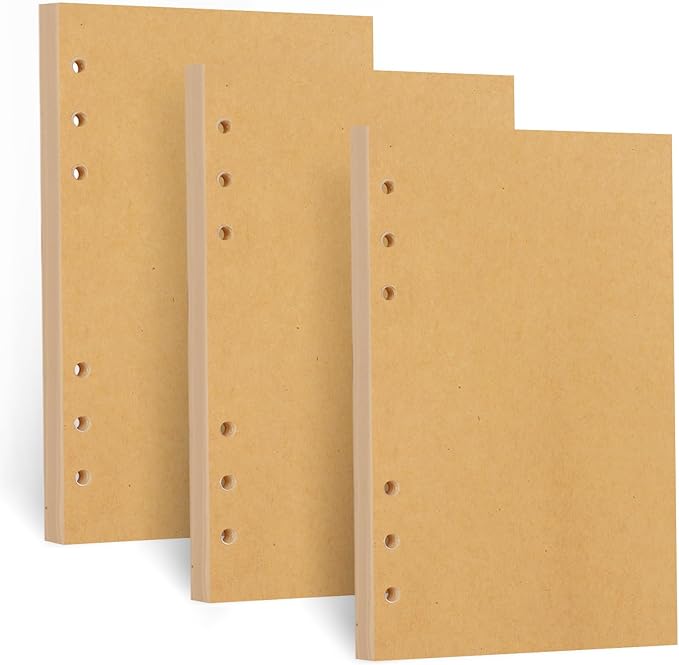 A6 Refill Paper, [3 Pack] Toplive 100GSM Thick Refillable Paper 6 Hole Filler Inserts Loose Leaf Paper 135 Sheets (270 Pages) for 6 Ring Binder Journal Notebook-Kraft Paper