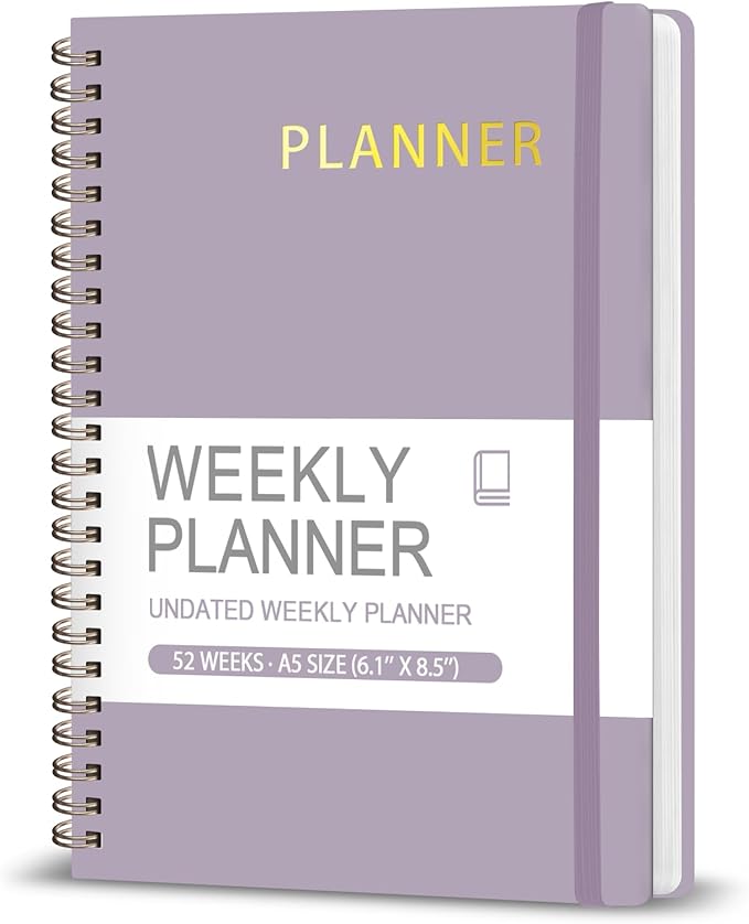 Undated Weekly Planner, Weekly To Do List Notebook with Goal, Organizer & Habit Tracker, A5 Daily Planner with Spiral Binding, Ideal for Office School Suppies