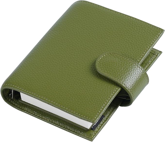 Moterm Pocket Regular Rings Planner - Genuine Leather Binder Organizer (Pebble-Olive, 19mm Ring)