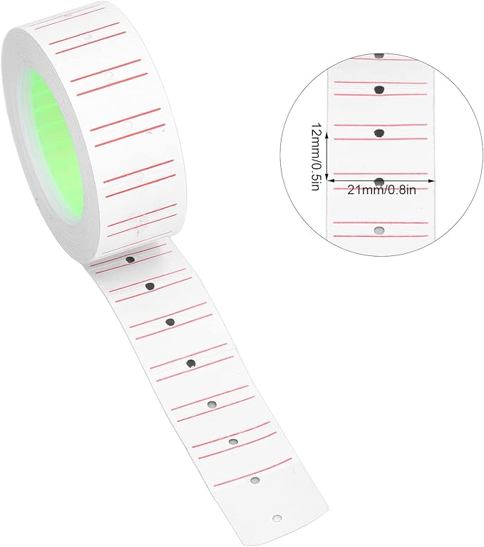 30 Rolls 15000Pcs Labels Price Stickers, Single Row Tag Paper White Pricemarker Machine Sticker for M5500, MX5500, AK813, HG979, 21x12mm