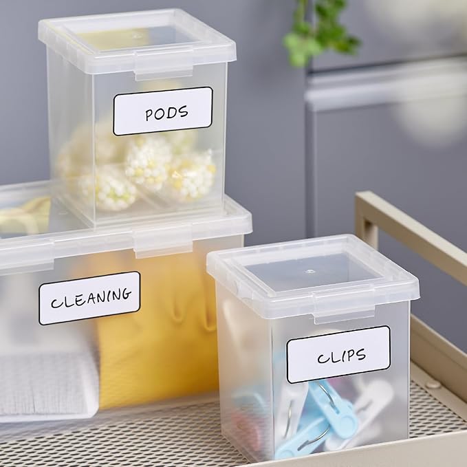 Bostitch Konnect Clear Storage Containers with Lids, Stackable Plastic Organizer Bins, 1.5 Quart, 2 Pack