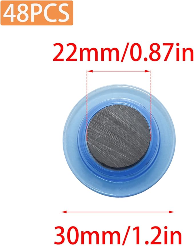 48 Pcs Blue Round Magnets for Whiteboard,Round Small Magnets for School,Office,Home (1.2 Inch)