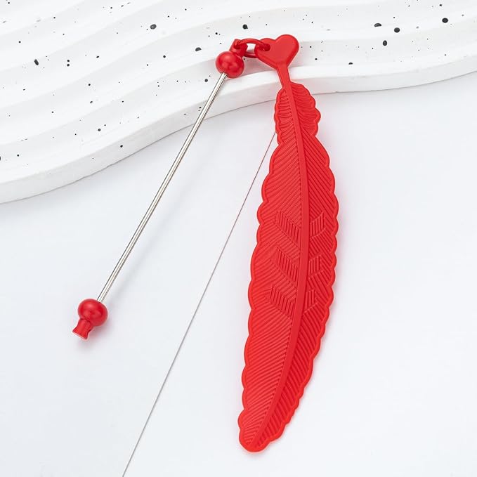 15 Packs Beadable Bookmarks with Bar Bulk Feather DIY Blank Bookmark for Beads Jewelry Pendants Charms Beading Book Make Marks Craft Colorful (14 Colors, 15 Packs)