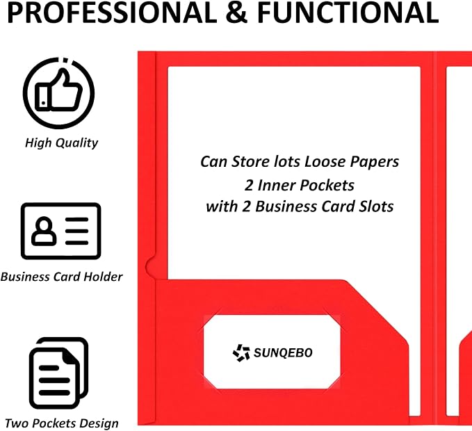 Two Pocket Folders, 6 Pack Paper Folders with Pockets, Durable Thick Paper File Folders, Fit Letter Size Paper, 6 Assorted Colors for Office, Home, Business, School Supplies