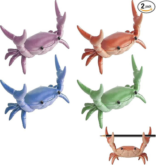 Desk Crab Pen Holder, Creative Weightlifting Crab Pencil Stand, Organizer for Small Items, Cute Office Decor (4pc)