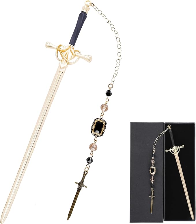 Antique Charms Sword Bookmark - Vintage Metal Book Marks for Men Women Students Teachers Reader Cool Page Mark with Crystal Beads Swords Charm Reading Lovers Birthday Gifts School Accessories