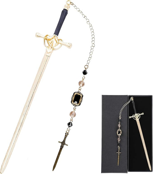 Antique Charms Sword Bookmark - Vintage Metal Book Marks for Men Women Students Teachers Reader Cool Page Mark with Crystal Beads Swords Charm Reading Lovers Birthday Gifts School Accessories