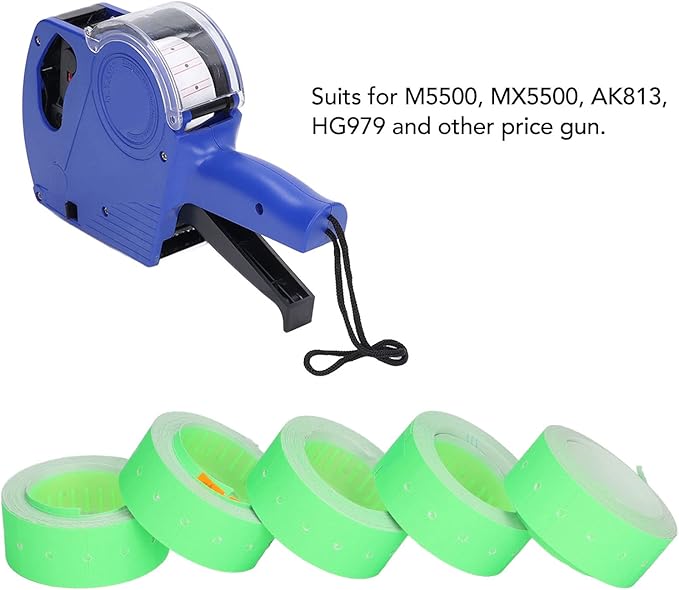 30 Rolls 15000 Price Gun Labels, Pricing Labels Single Row Price Gun Tag for Mx-5500 M5500 Fluorescent Green Price Marker Stickers