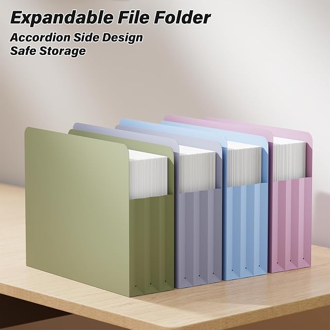 Ansook Expanding File Pockets 3.5" Expansion,6 Pack Extra Capacity Poly File Pockets,Heavy Duty Letter Size File Pockets for Cabinet with Straight-Cut Tab,Holds 8.5" x 11" documents & Manila Folder