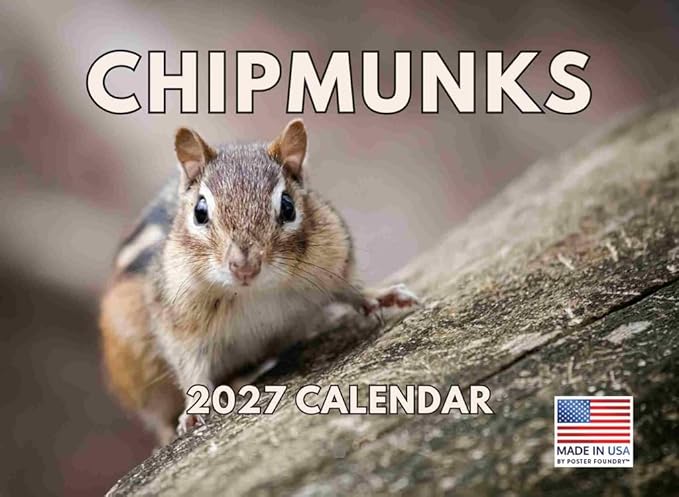 Chipmunk Calendar 2027 Monthly Wall Calender 12 Month