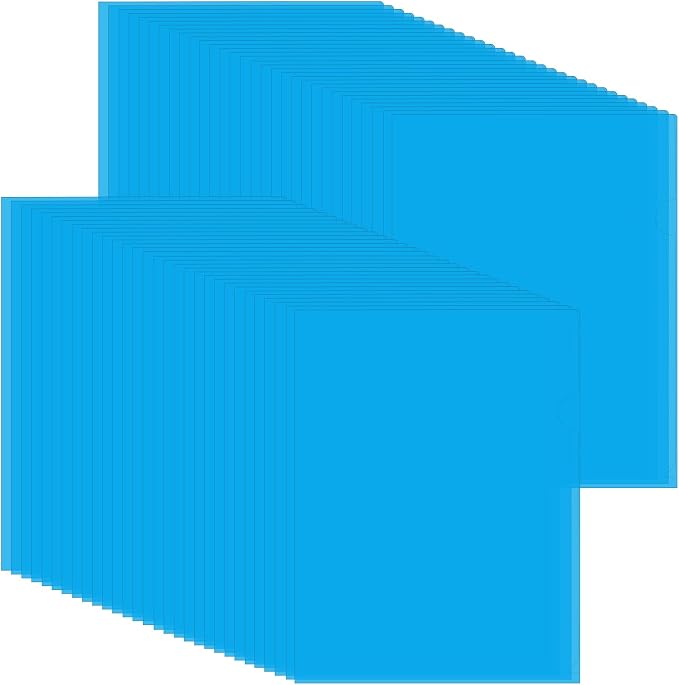 Fainne 100 Pcs Plastic Document Folders Clear File Folders Plastic Pockets Sleeves Letter Size 8.7 x 12.2 Inches A4 Assorted Colors for Office Supplies (Blue)