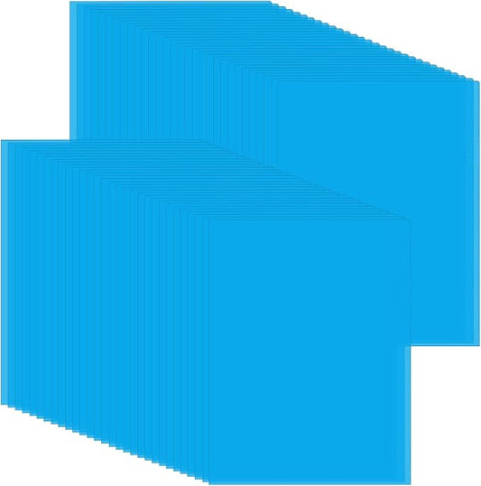 Fainne 100 Pcs Plastic Document Folders Clear File Folders Plastic Pockets Sleeves Letter Size 8.7 x 12.2 Inches A4 Assorted Colors for Office Supplies (Blue)