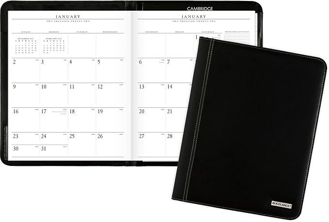 AT-A-GLANCE 2022 Monthly Padfolio by AT-A-GLANCE, 9" x 11", Large, Executive, Black (7029005)
