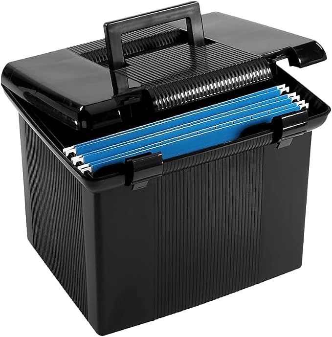 Pendaflex Products - Portafile File Storage Box, Letter, Plastic, 14-7/8 x 12-1/8 x 11-7/8, Black - Sold As 1 Each - Lightweight Plastic Hanging File Box